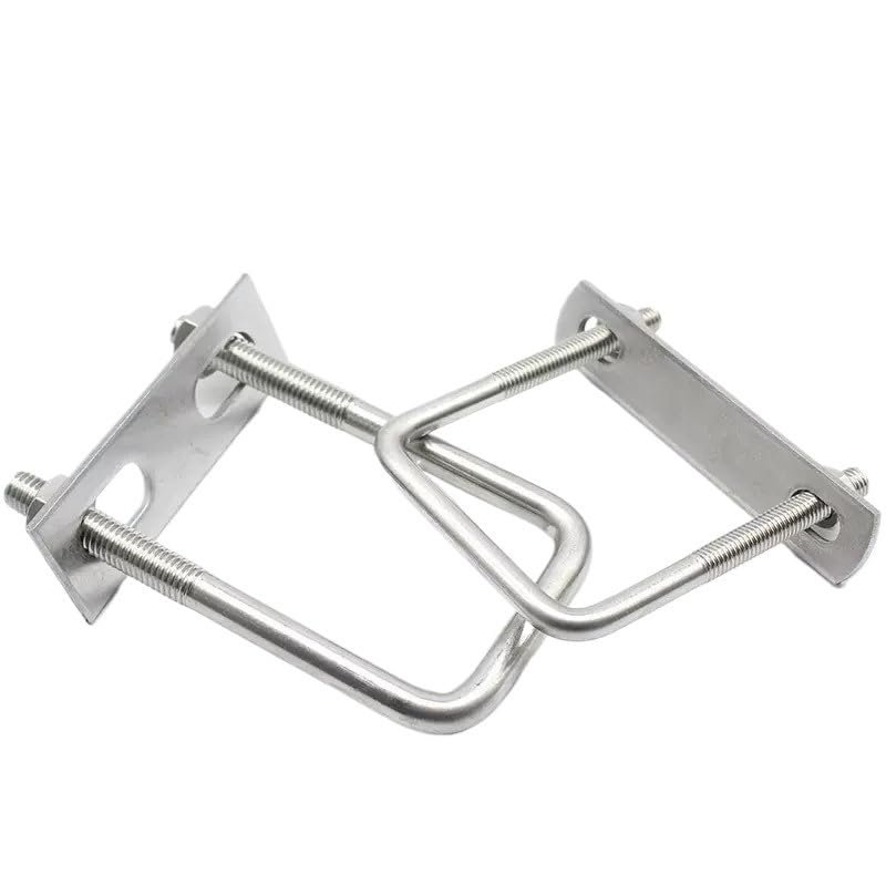304 Stainless Steel U-Bolt Set, M10/M12 Square-Clamp U-Screws with Nuts