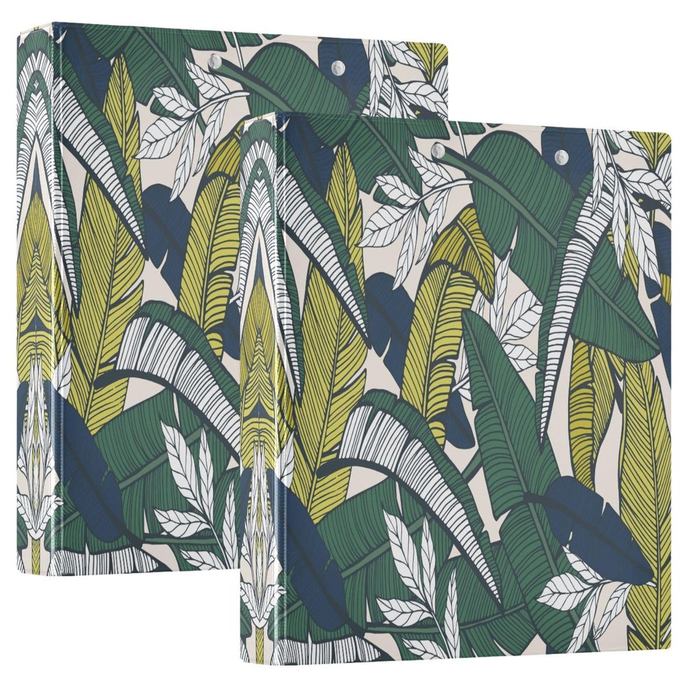 Quteprint 3-Ring Binder, Hawaiian Tropical Palm Leaves, 1.5 in, Round Ring Organizer