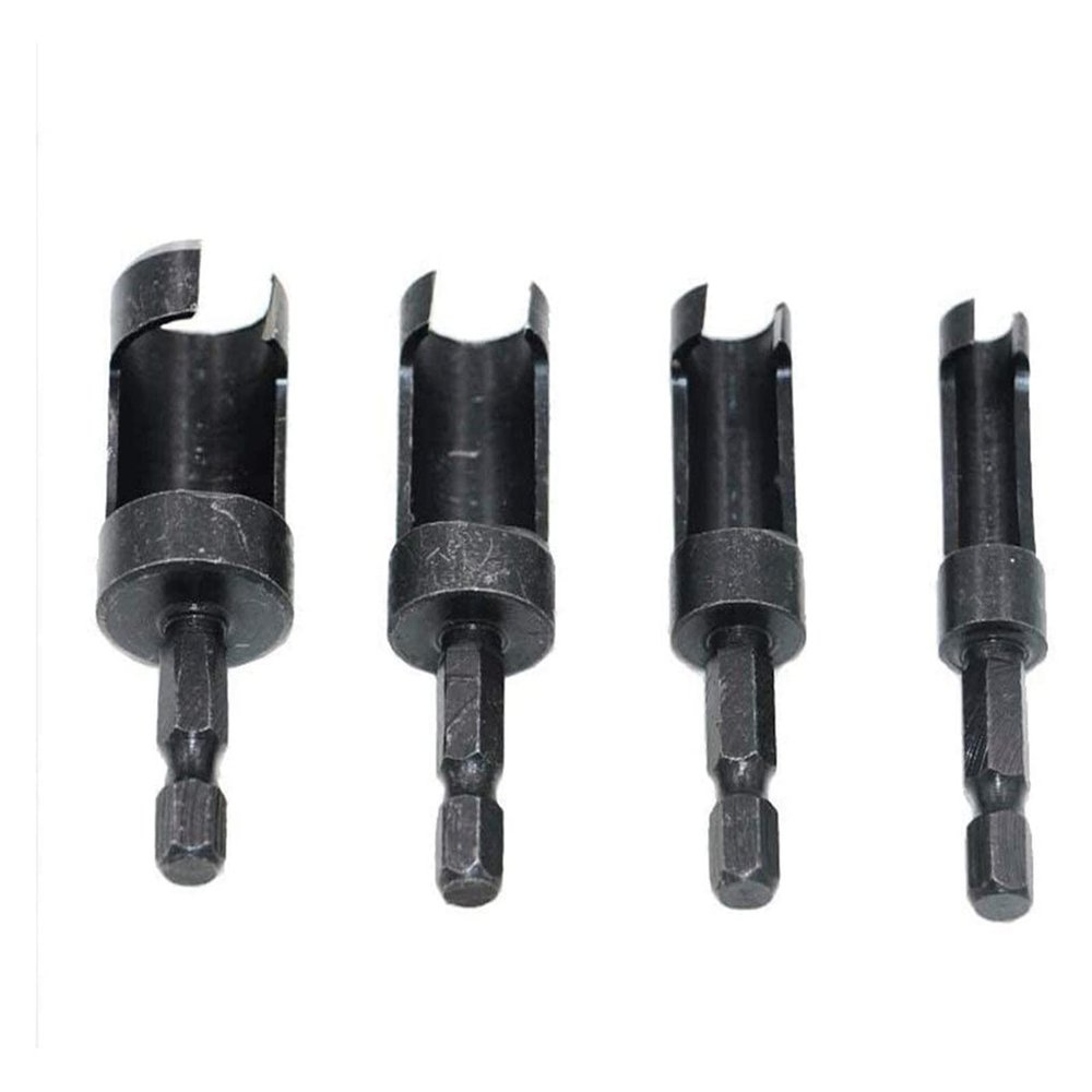 CCBFLA Cork Extraction Drill Bit Set with Hex Shank, 4-Piece Black Round Removal Bit Set