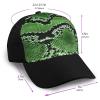 Zhengjia Unisex Baseball Cap with Snakeskin Pattern, Adjustable, Green and Black, One Size view 2