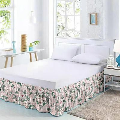 Morbuy Elastic Ruffled Wrap-Around Bed Skirt, Microfiber, 135 x 200 x 45 cm, Rose Blossom 2