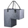 L-Shaped Felt Stair Basket with Handles, Medium Gray view 1
