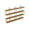Floating Wall-Mounted Wine Rack with Iron Stand, Bar Storage Shelf, Gold view 1