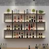 Floating Wall-Mounted Wine Rack with Iron Stand, Bar Storage Shelf, Gold view 2