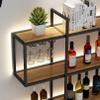 Floating Wall-Mounted Wine Rack with Iron Stand, Bar Storage Shelf, Gold view 4