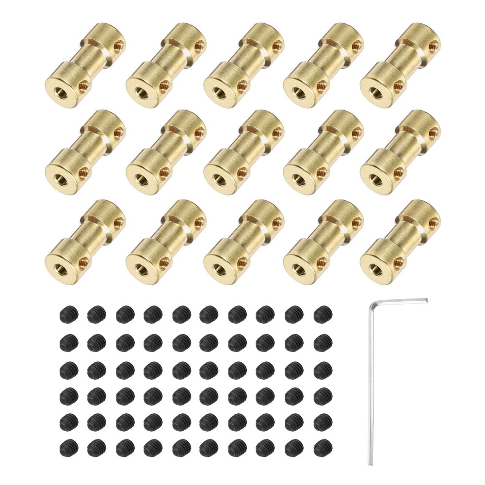 QUARKZMAN 15-Piece 3 mm to 3.17 mm Brass Flexible Shaft Coupling Set
