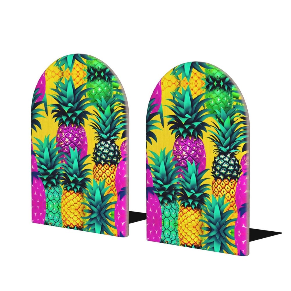 Colorful Pineapple Bookends with Sturdy Metal Base