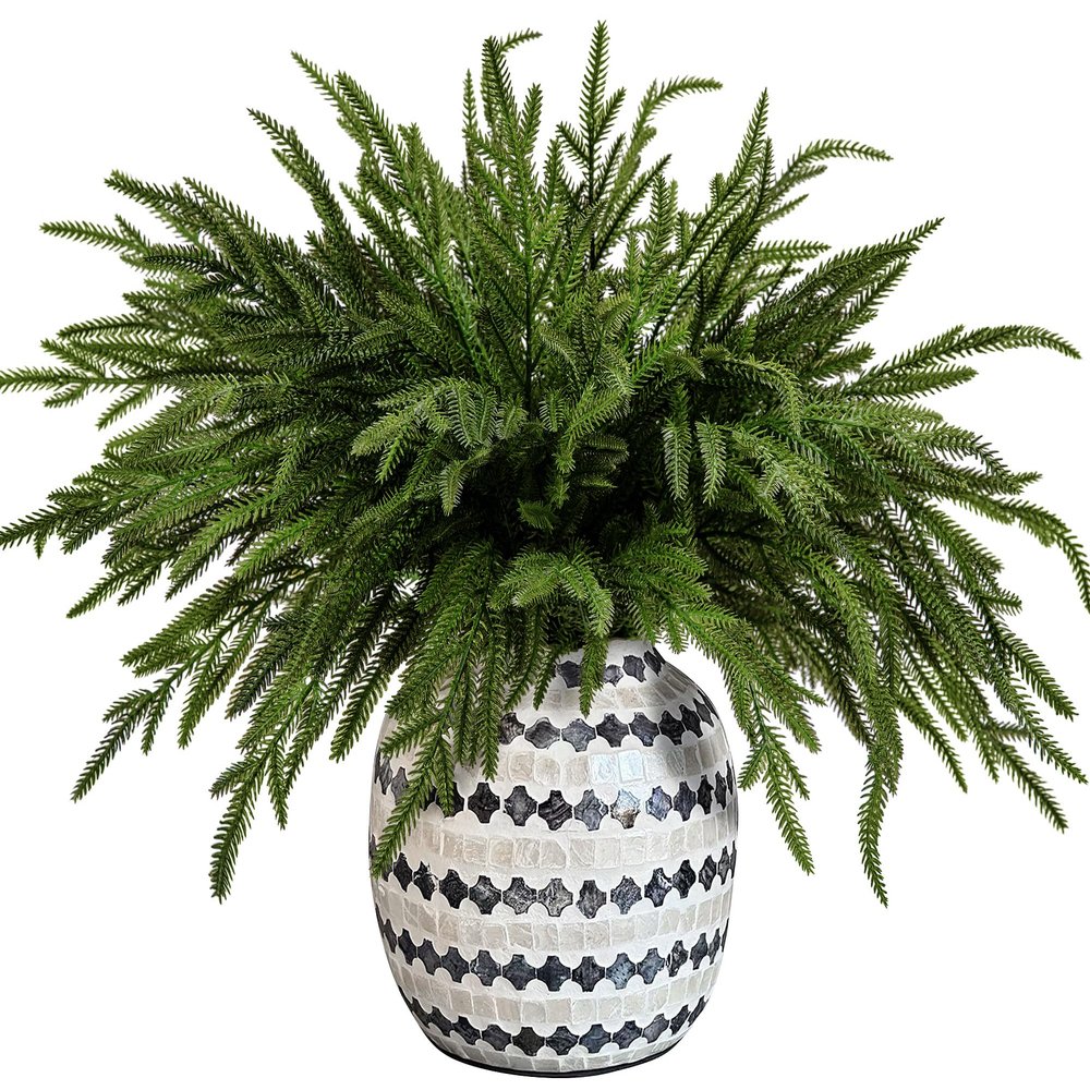 Purple Star 1N Extra-Long Artificial Norfolk Pine Branches for Christmas, 15-Pack