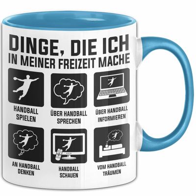 Things I Do in My Free Time Handball Mug – Gift Idea for Handball Players (Blue)