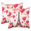 VAPOKF Eiffel Tower Heart Balloon Pillow Covers, 45 x 45 cm, 2-Pack view 1