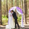 SYSUII 2-Piece 75 x 300 cm Chiffon Wedding Arch Curtain Backdrop, Pink, Purple and Light Pink view 3