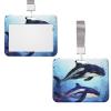 Plastic ID Badge Holder with Clear Window, Vertical Orca Whale Design view 1