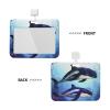 Plastic ID Badge Holder with Clear Window, Vertical Orca Whale Design view 2
