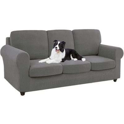 SYLC Ektorp Sofa Cover with Separate Cushion Covers, Stretch Jacquard, Mid-Gray