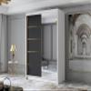 Mirjan24 Laraso III Sliding-Door Wardrobe with Gold Accents, Mirror, 120 cm, White/Black view 2