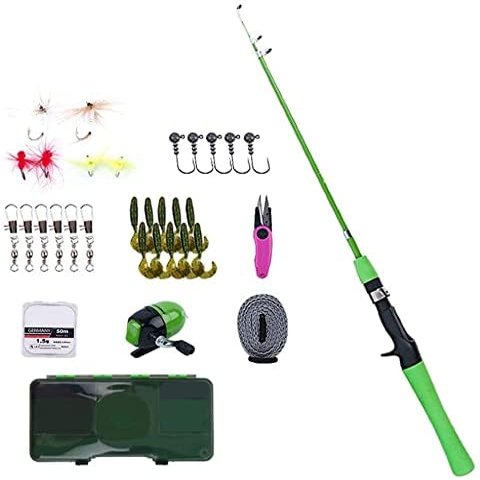 Kids' Fishing Rod and Reel Set, Green