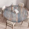 Chickwin Elastic Round Outdoor Tablecloth, Stain-Resistant, Wipeable, 3D Wood Texture, Gray Blue, 120 cm view 1