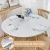 Chickwin Elastic Round Outdoor Tablecloth, Stain-Resistant, Wipeable, 3D Wood Texture, Gray Blue, 120 cm view 2
