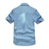 Duohropke Men's Short-Sleeve Denim Shirt, Button-Down, Slim Fit, Blue Vintage Western Shirt with Pockets view 2