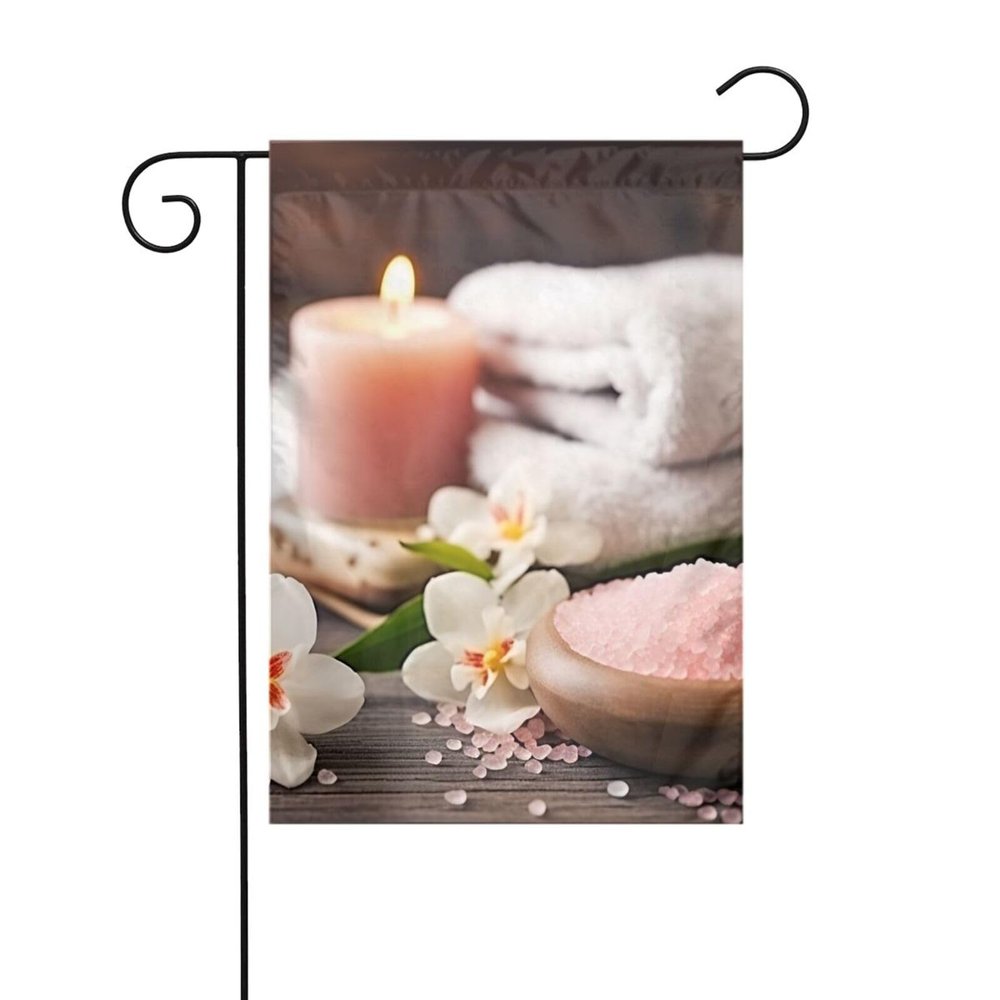 Outdoor Garden Flag, 12 x 18 in, Double-Sided Welcome Flag, Spa Theme