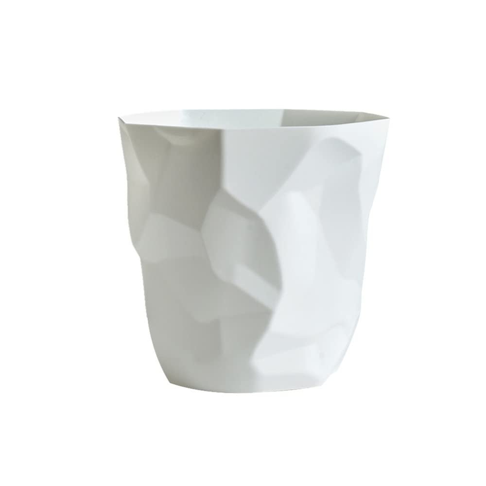 Aqxyxsw Irregular Open Nordic-Style Plastic Trash Can, Durable, Compost and Recycling Bin, Lingli (Bianco)