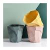 Aqxyxsw Irregular Open Nordic-Style Plastic Trash Can, Durable, Compost and Recycling Bin, Lingli (Bianco) view 2