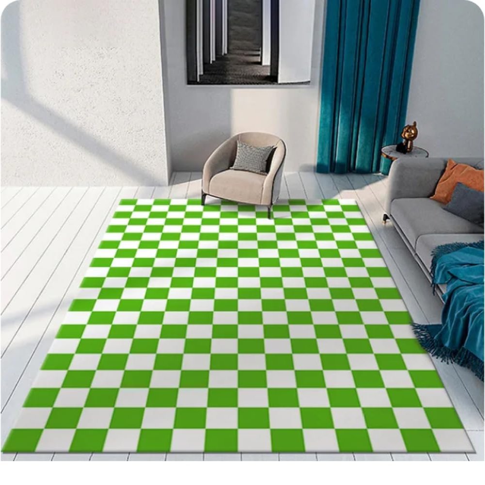ZHANGCHENG Colorful Checkerboard Plaid Area Rug, 60 × 90 cm