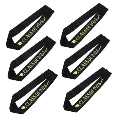 LABRIMP 12-Piece Black Graduation Sashes with Gold Lettering