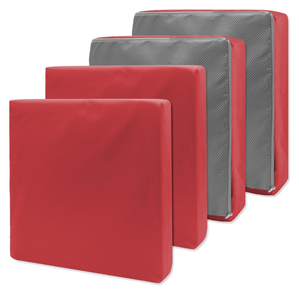 Heavyoff Patio Seat Cushion Covers, Waterproof, Non-Slip, Red 1, 4-Pack, 65 x 65 x 10 cm
