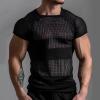 Men's Transparent Short-Sleeve Mesh T-Shirt with Crew Neck view 2