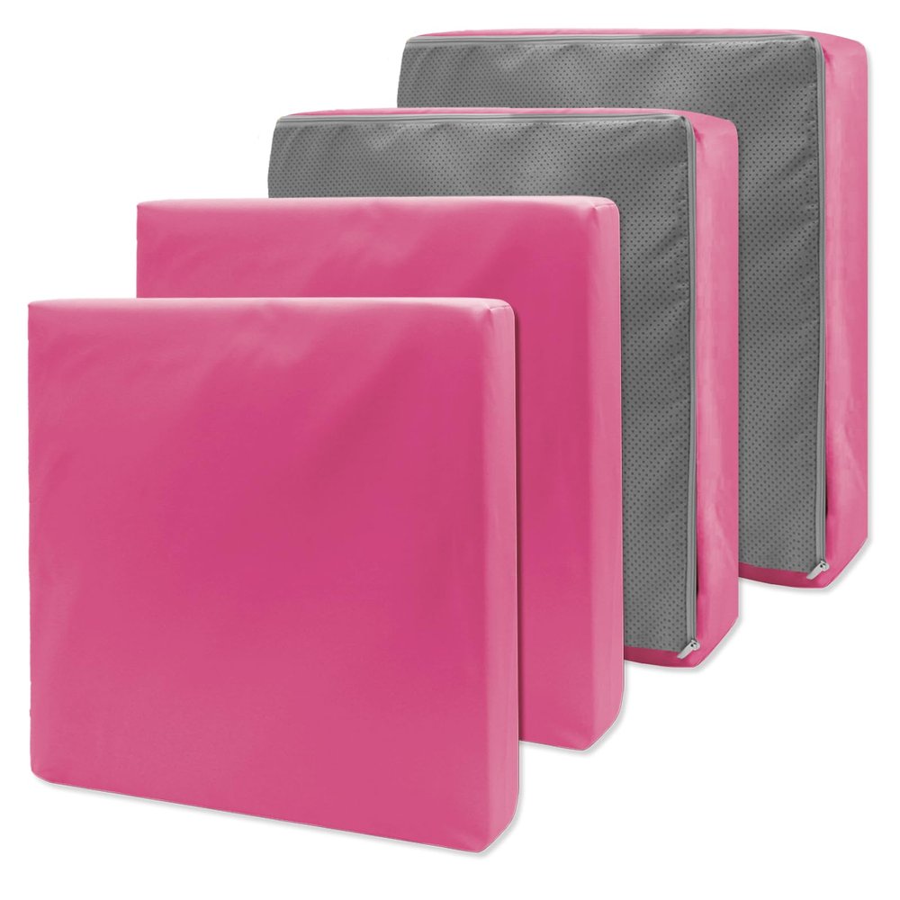 Heavyoff Outdoor Seat Cushion Covers for Patio Furniture, 4-Pack, Rose Red, 50 x 55 x 10 cm