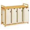 AdelDream 4-Compartment Laundry Hamper, 200 L, with Shelf, Bamboo Frame view 1