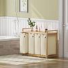 AdelDream 4-Compartment Laundry Hamper, 200 L, with Shelf, Bamboo Frame view 2