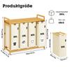 AdelDream 4-Compartment Laundry Hamper, 200 L, with Shelf, Bamboo Frame view 3