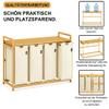 AdelDream 4-Compartment Laundry Hamper, 200 L, with Shelf, Bamboo Frame view 4
