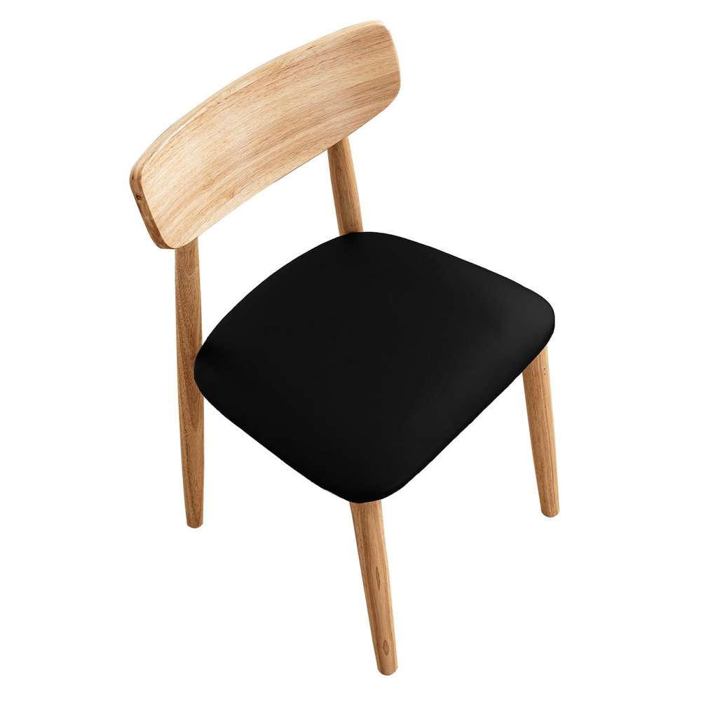 XHDZSW PU Leather Stretch Dining Chair Seat Covers, Black, 4-Pack