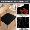 XHDZSW PU Leather Stretch Dining Chair Seat Covers, Black, 4-Pack view 2