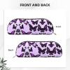 HJLUUFT Purple Butterflies Leather Half-Round Portable Pencil Case and Makeup Bag view 3