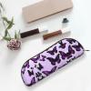 HJLUUFT Purple Butterflies Leather Half-Round Portable Pencil Case and Makeup Bag view 4