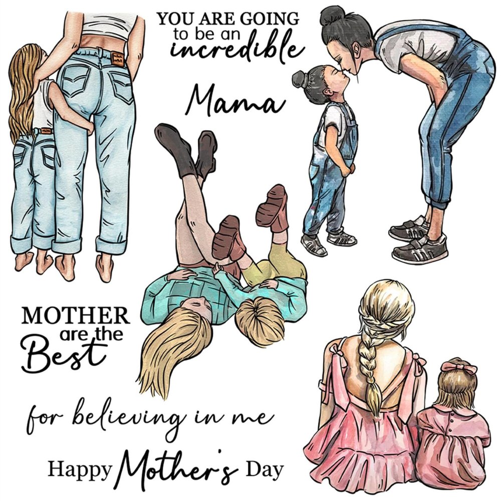 Die-Cutting Stencils and Stamp Set for Card Making and Scrapbooking, Happy Mother's Day, "Mother Are the Best Words"