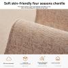LRUPVEG Pet-Proof Chenille Sofa Throw with Cushion Covers, Non-Slip Sofa Protector, Beige 2, 90 × 160 cm view 2