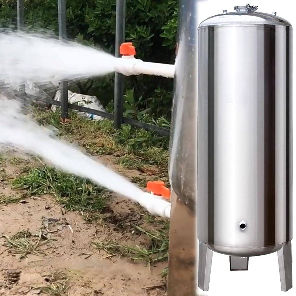 Pressure Tank 80 gal/60 gal/50 gal/40 gal/26 gal/15 gal Well Water Pressure Tank, Vertical Stainless Steel Pressure Storage Tank with Vent Valve and Mounting Kit for Shallow-Well Pump Houses (95 x 50 cm/