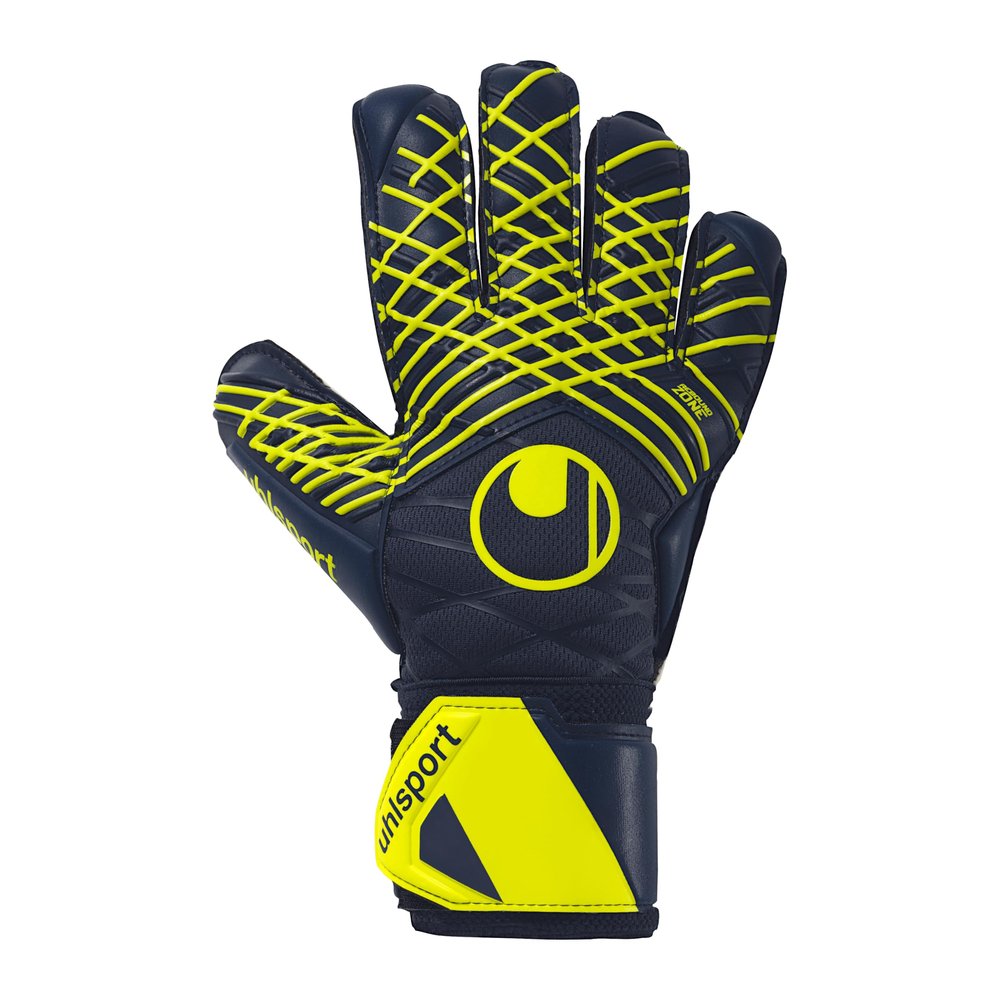 uhlsport Prediction Supersoft Soccer Goalkeeper Gloves, Navy/White/Fluorescent Yellow