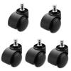 5-Piece Office Chair Caster Set, 2 in. PVC Dual-Wheel Casters, 360° Swivel, Black view 1