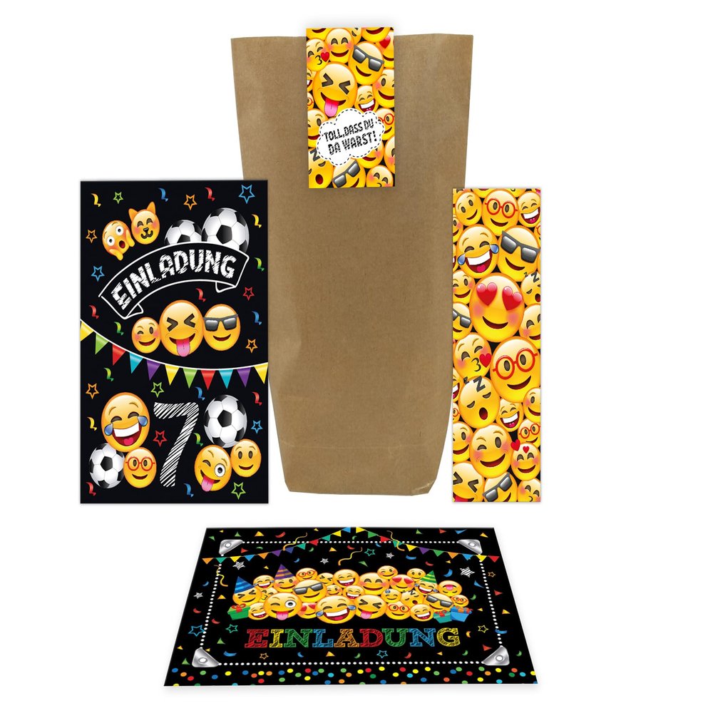 Junaversum 10 Football Invitations for Boys' 7th Birthday, with 10 Envelopes, Bags, Stickers and Bookmarks