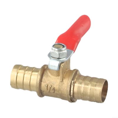 Brass Ball Valve for Water, Gas and Air, 6/8/10/12 mm, Hose Barb, Shut-Off Valve (6)