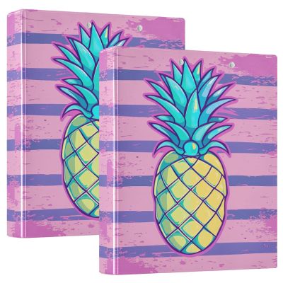 2-Pack Aesthetic 3-Ring Binders, 3.8 cm, Pineapple Stripes