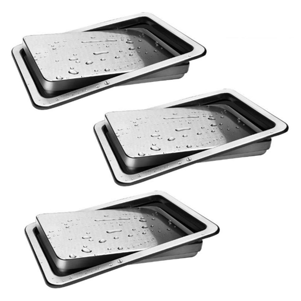 Sefdrert 3-Pack Stainless Steel Trash Can Flap Lids, Integrated Balanced Swing Flap, Trash Lid B