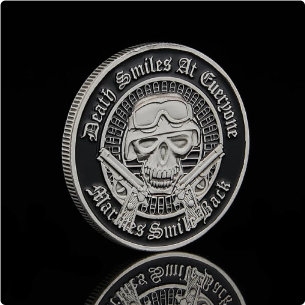 REZAJDUIE USA Marine Challenge Coin, Antique Skull Commemorative Souvenir Coin