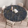 Odot Washable Elastic Round Tablecloth, Black Marble, Classic Gray, 140 cm view 1